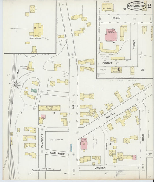 Sanborn Fire Insurance Map from Farmington, Franklin County, Maine (1892), Sheet #0002 - Historic Sanborn Fire Insurance Map Print, vintage old map wall art, antique decor, genealogy gift, Maine Maine map