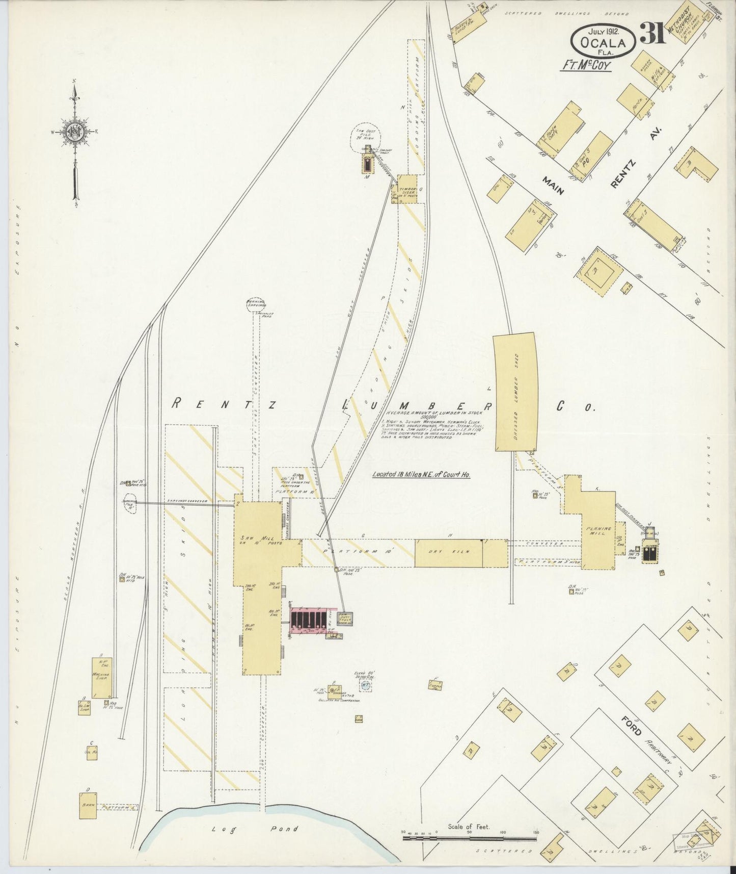 Sanborn Fire Insurance Map from Ocala, Marion County, Florida (1912), Sheet #0031 - Complete Map Set gallery image, historic Sanborn map, vintage wall art, Florida Florida