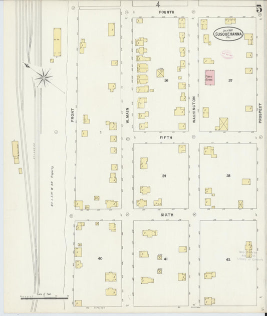 Sanborn Fire Insurance Map from Susquehanna, Susquehanna County, Pennsylvania (1897), Sheet #0005 - Historic Sanborn Fire Insurance Map Print, vintage old map wall art, antique decor, genealogy gift, Pennsylvania Pennsylvania map