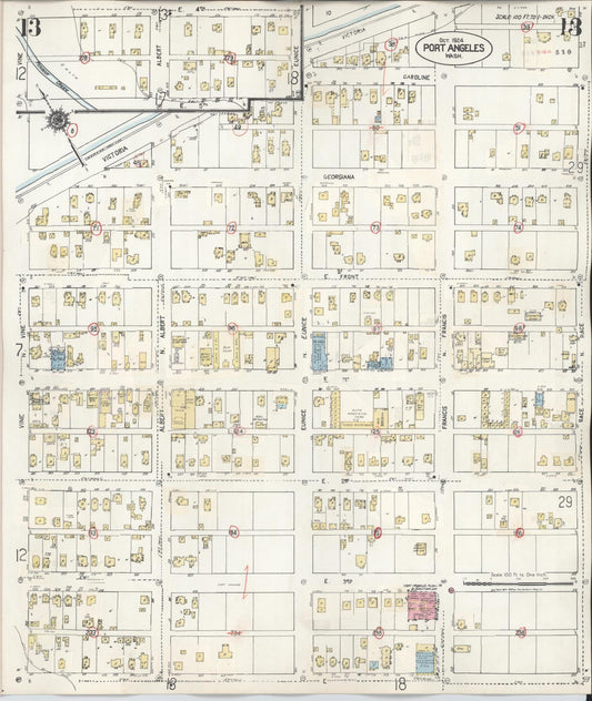 Sanborn Fire Insurance Map from Port Angeles, Clallam County, Washington (1949), Sheet #0013 - Historic Sanborn Fire Insurance Map Print, vintage old map wall art, antique decor, genealogy gift, Washington Washington map