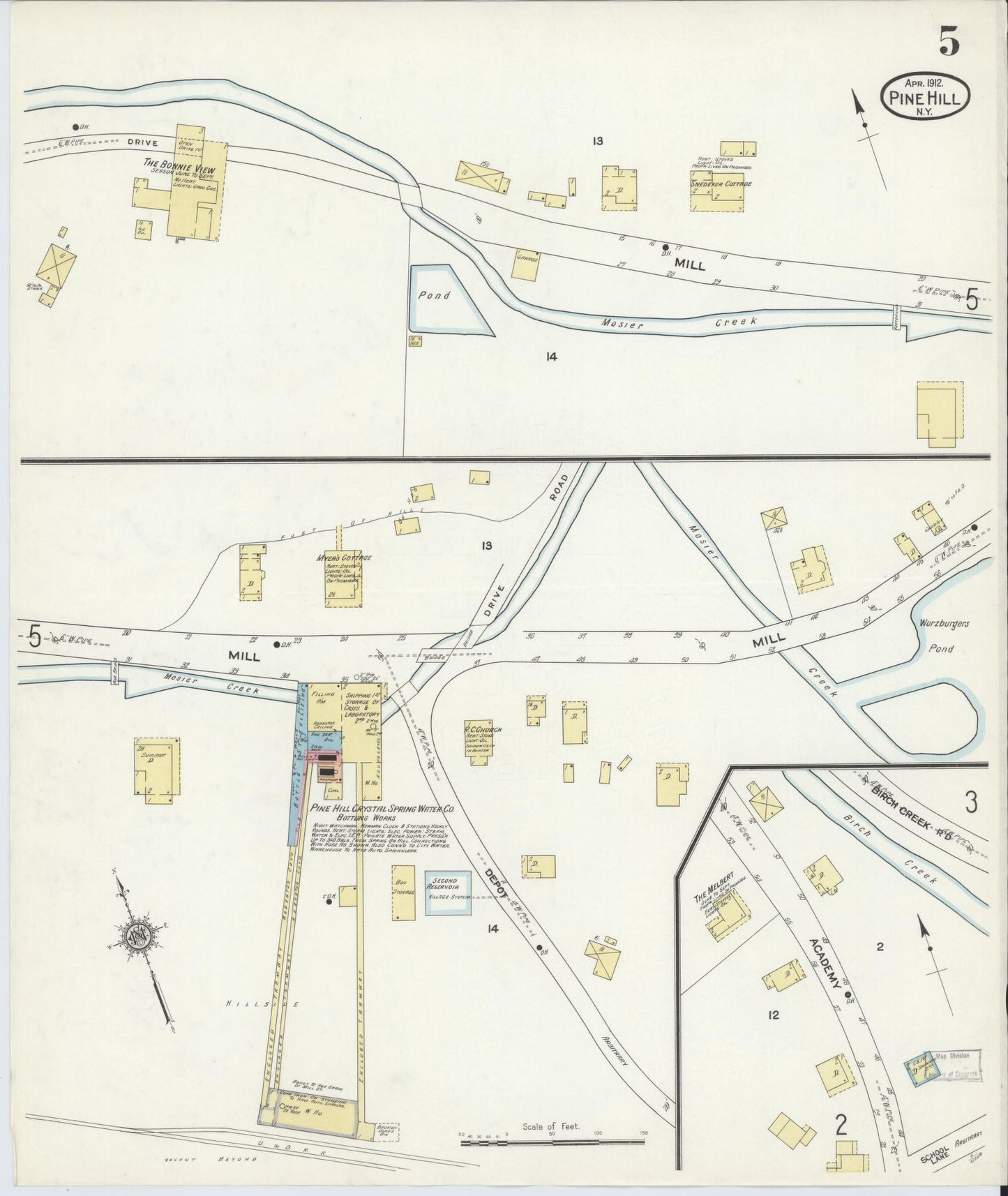 Sanborn Fire Insurance Map from Pine Hill, Ulster County, New York. (1912), Sheet 5 – Historic Sanborn Fire Insurance Map Print