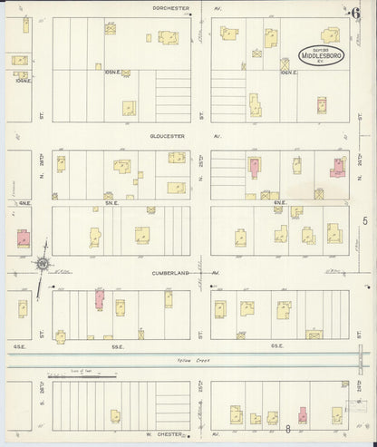 Sanborn Fire Insurance Map from Middlesboro, Bell County, Kentucky (1913), Sheet #0006 - Complete Map Set gallery image, historic Sanborn map, vintage wall art, Kentucky Kentucky