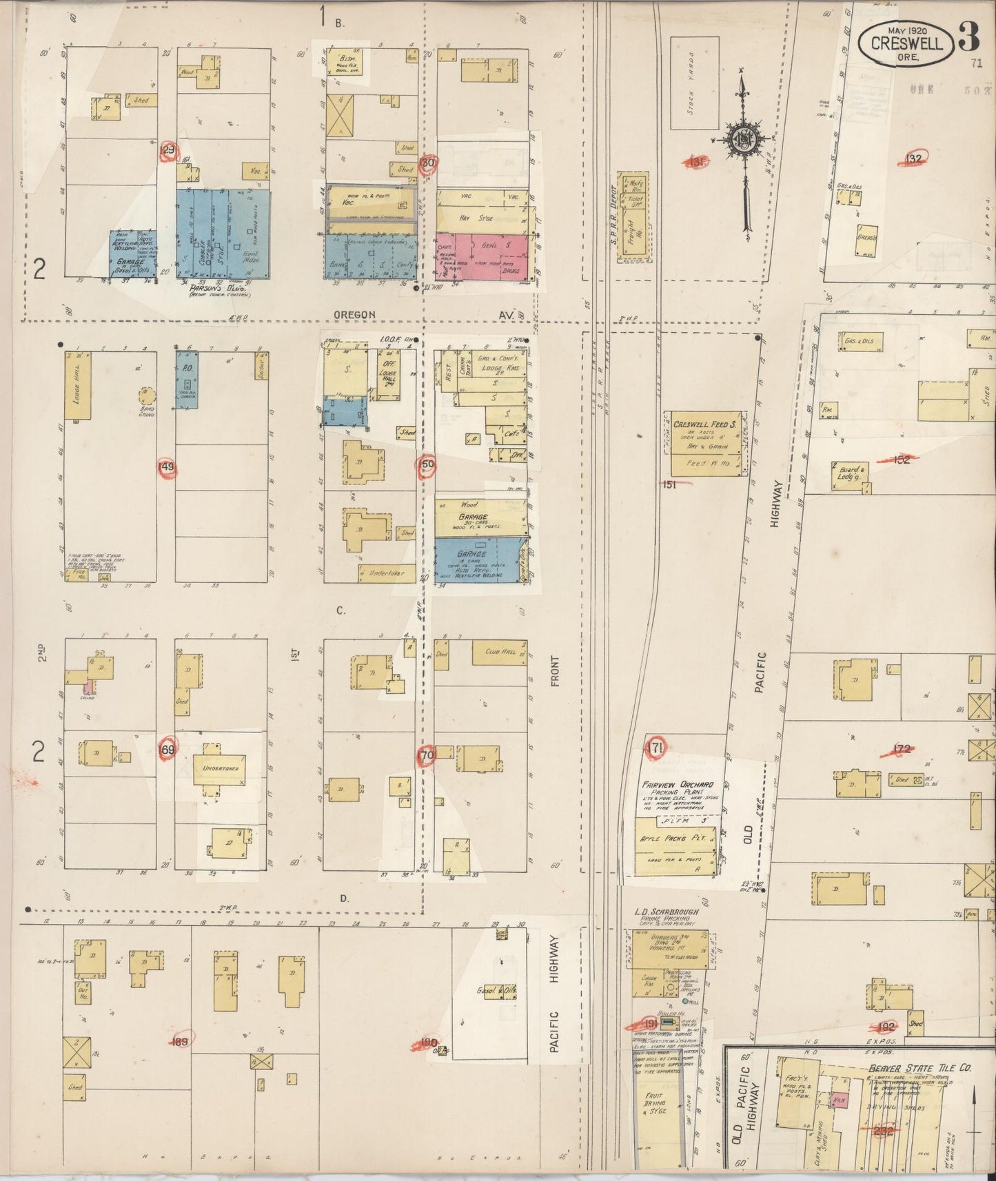 Sanborn Fire Insurance Map from Creswell, Lane County, Oregon (1931), Sheet #0003 - Complete Map Set gallery image, historic Sanborn map, vintage wall art, Oregon Oregon