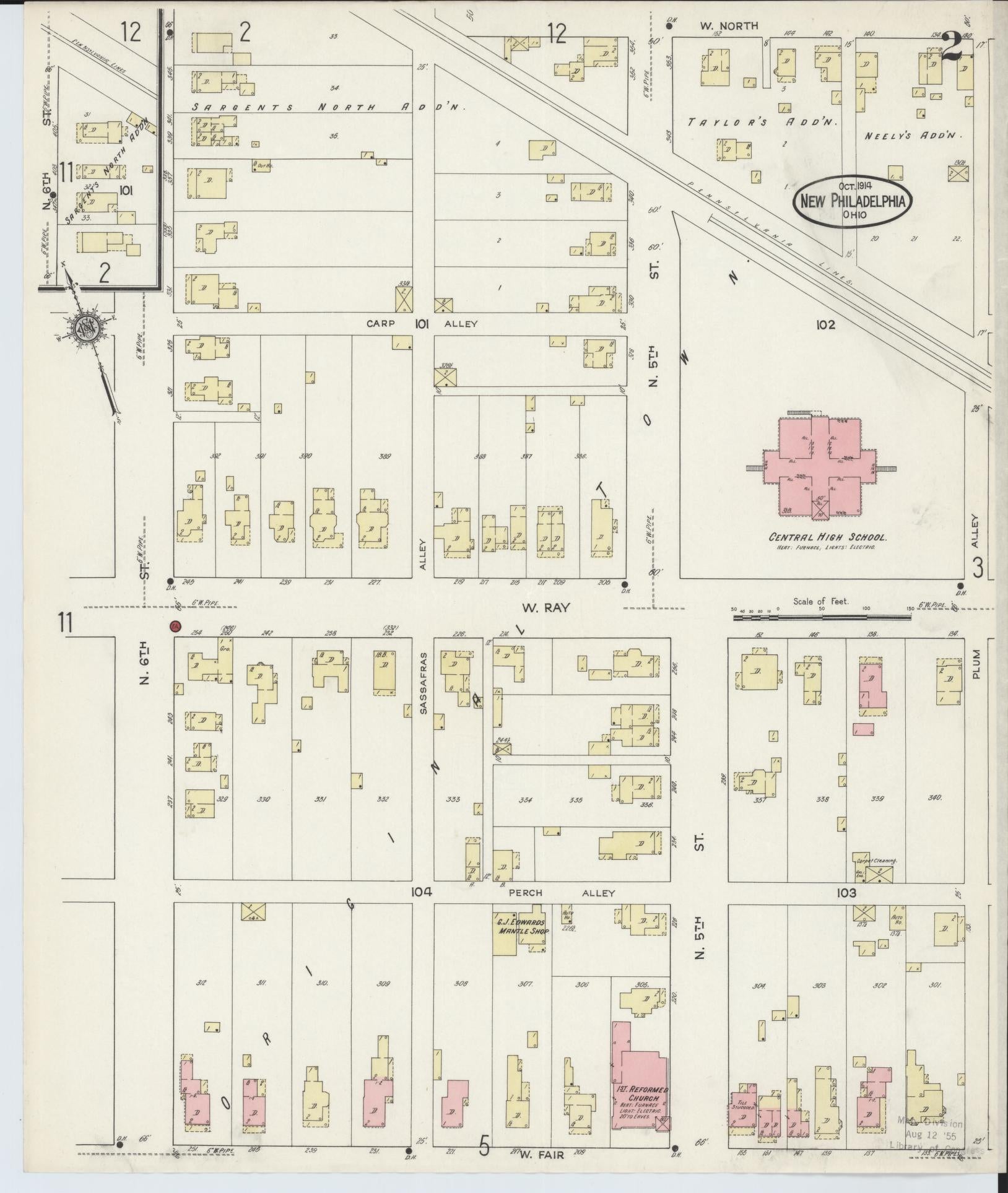 Sanborn Fire Insurance Map from New Philadelphia, Tuscarawas County, Ohio (1914), Sheet #0002 - Complete Map Set gallery image, historic Sanborn map, vintage wall art, Ohio Ohio