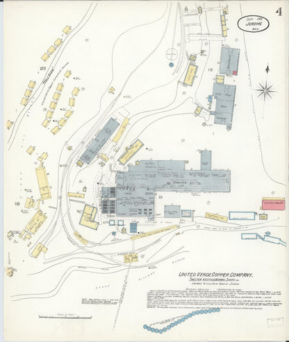Sanborn Fire Insurance Map from Jerome, Yavapai County, Arizona (1901), Sheet #0004 - Complete Map Set gallery image, historic Sanborn map, vintage wall art, Arizona Arizona