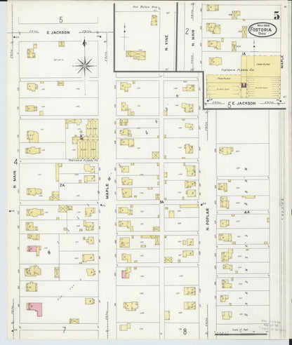 Sanborn Fire Insurance Map from Fostoria, Seneca, Hancock, And Wood Counties, Ohio (1908), Sheet #0005 - Historic Sanborn Fire Insurance Map Print, vintage old map wall art, antique decor, genealogy gift, Ohio Ohio map