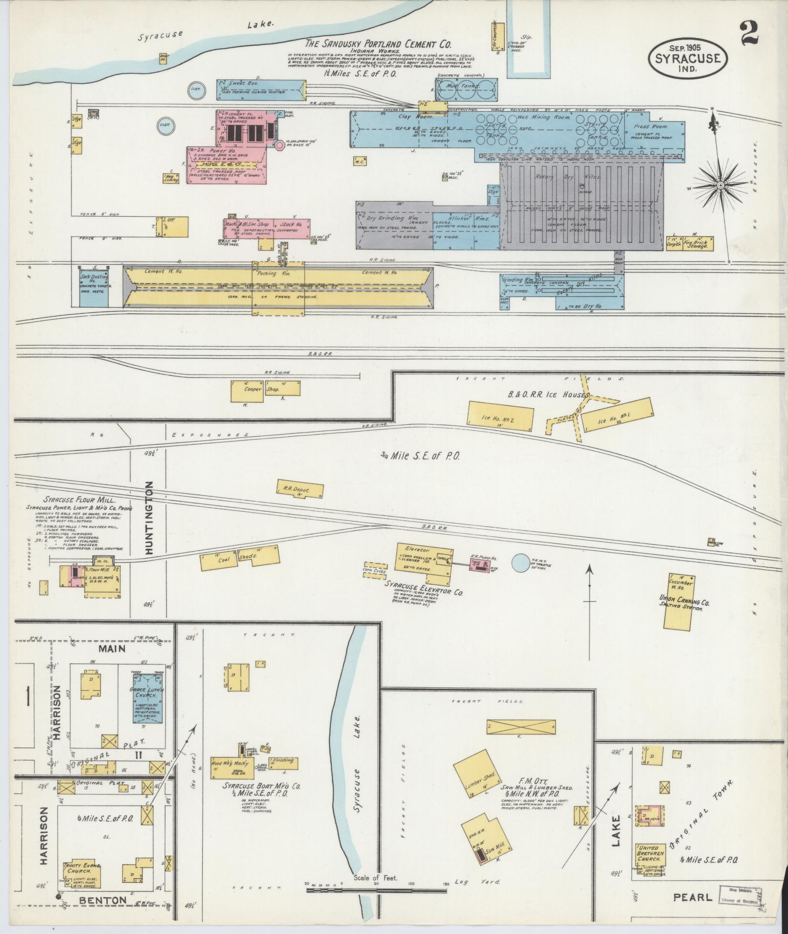 Sanborn Fire Insurance Map from Syracuse, Kosciusko County, Indiana (1905), Sheet #0002 - Complete Map Set gallery image, historic Sanborn map, vintage wall art, Indiana Indiana