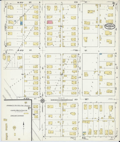 Sanborn Fire Insurance Map from Fairbury, Jefferson County, Nebraska (1921), Sheet #0007 - Complete Map Set gallery image, historic Sanborn map, vintage wall art, Nebraska Nebraska