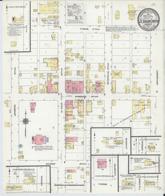 Sanborn Fire Insurance Map from Le Sueur Center, Le Sueur County, Minnesota (1911), Sheet #0001 - Historic Sanborn Fire Insurance Map Print, vintage old map wall art, antique decor, genealogy gift, Minnesota Minnesota map