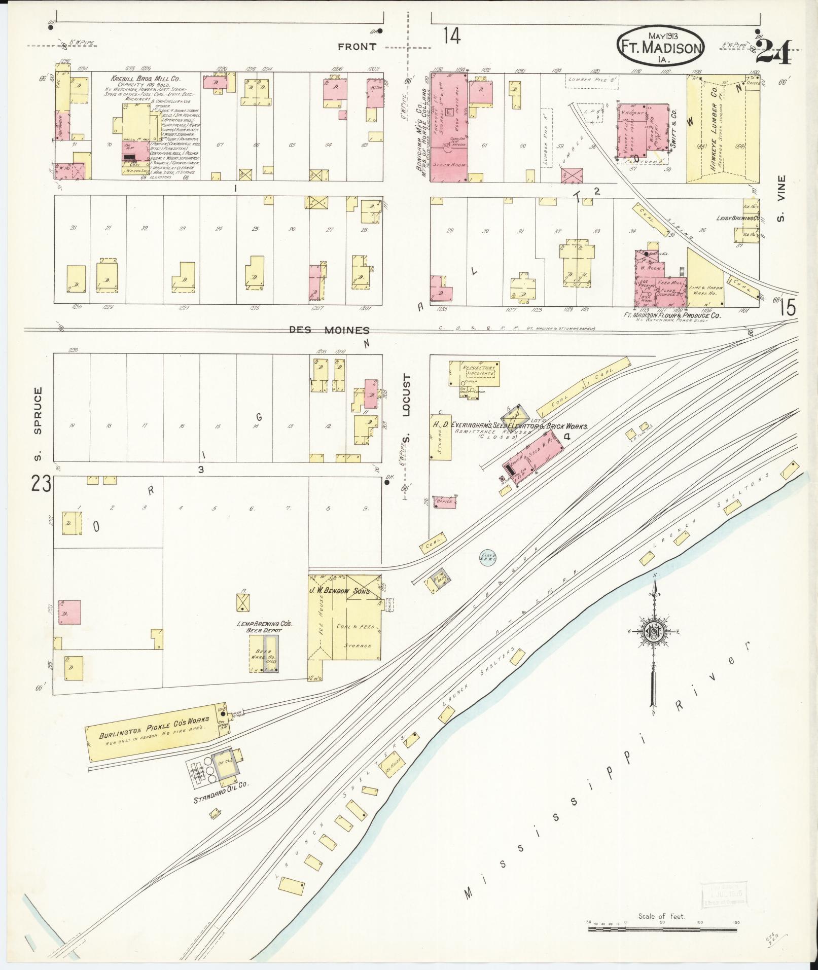 Sanborn Fire Insurance Map from Fort Madison, Lee County, Iowa (1913), Sheet #0024 - Historic Sanborn Fire Insurance Map Print