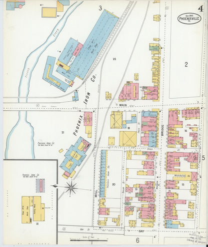 Sanborn Fire Insurance Map from Phoenixville, Chester County, Pennsylvania (1900), Sheet #0004 - Historic Sanborn Fire Insurance Map Print, vintage old map wall art, antique decor, genealogy gift, Pennsylvania Pennsylvania map