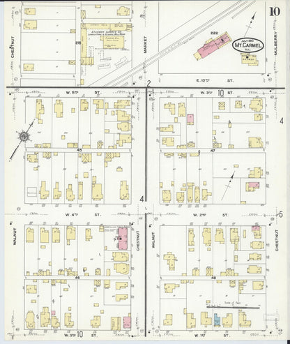 Sanborn Fire Insurance Map from Mount Carmel, Wabash County, Illinois (1910), Sheet #0010 - Complete Map Set gallery image, historic Sanborn map, vintage wall art, Illinois Illinois