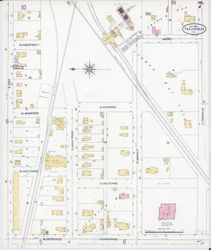 Sanborn Fire Insurance Map from Taylorville, Christian County, Illinois (1906), Sheet #0007 - Complete Map Set gallery image, historic Sanborn map, vintage wall art, Illinois Illinois