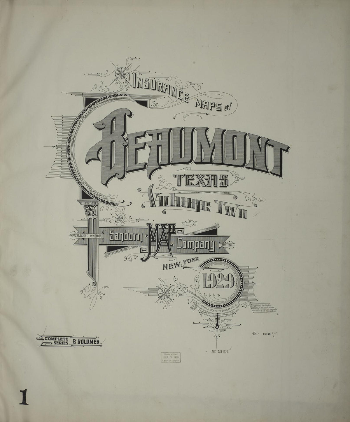 Sanborn Fire Insurance Map from Beaumont, Jefferson County, Texas (1929), Sheet #0001 - Historic Sanborn Fire Insurance Map Print, vintage old map wall art, antique decor, genealogy gift, Texas Texas map