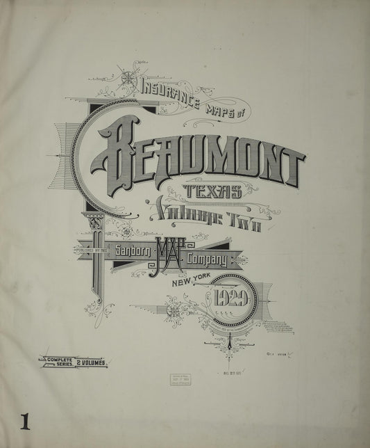 Sanborn Fire Insurance Map from Beaumont, Jefferson County, Texas (1929), Sheet #0001 - Historic Sanborn Fire Insurance Map Print, vintage old map wall art, antique decor, genealogy gift, Texas Texas map