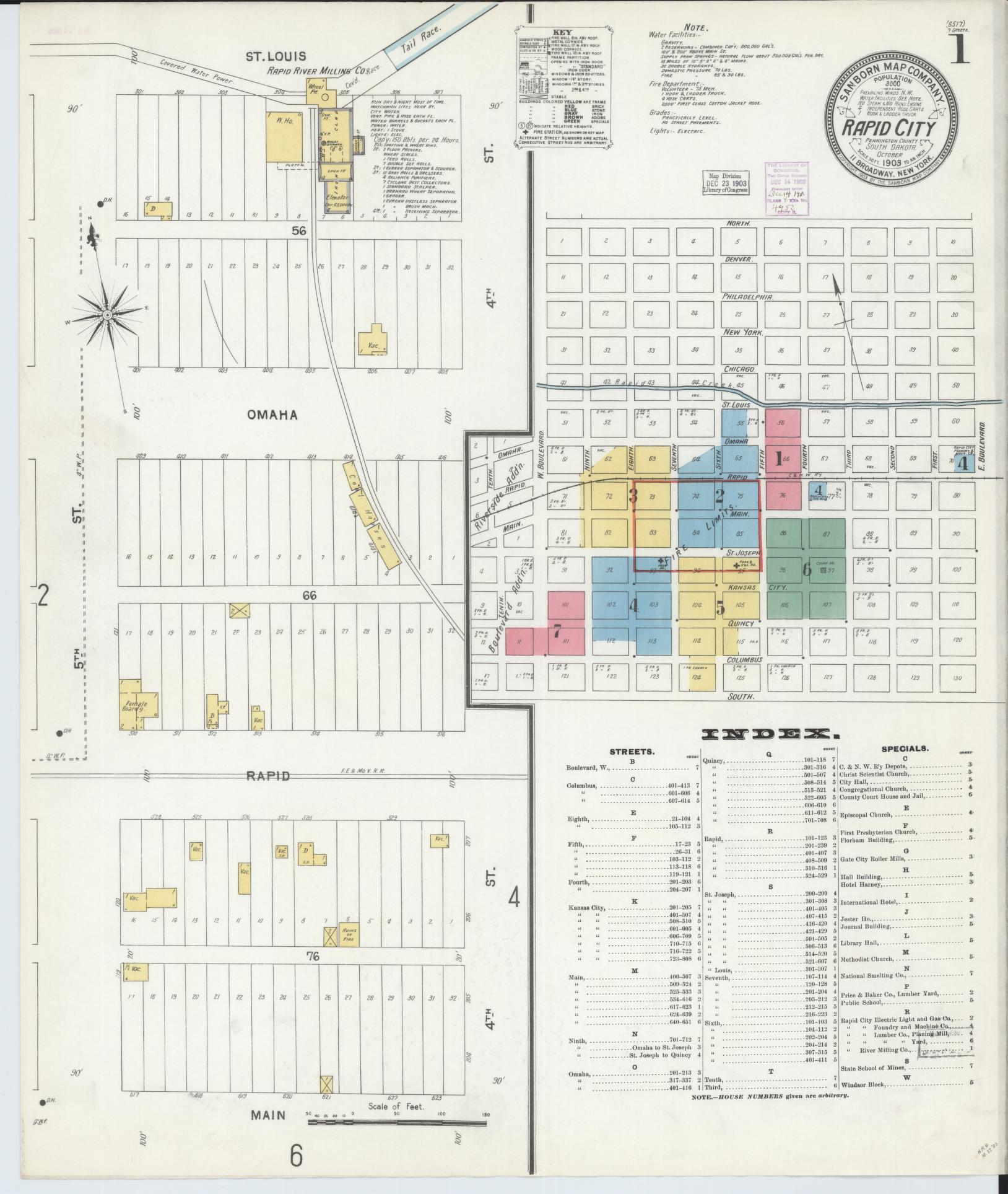 Sanborn Fire Insurance Map from Rapid City, Pennington County, South Dakota. (1903) – Historic Sanborn Fire Insurance Map Print