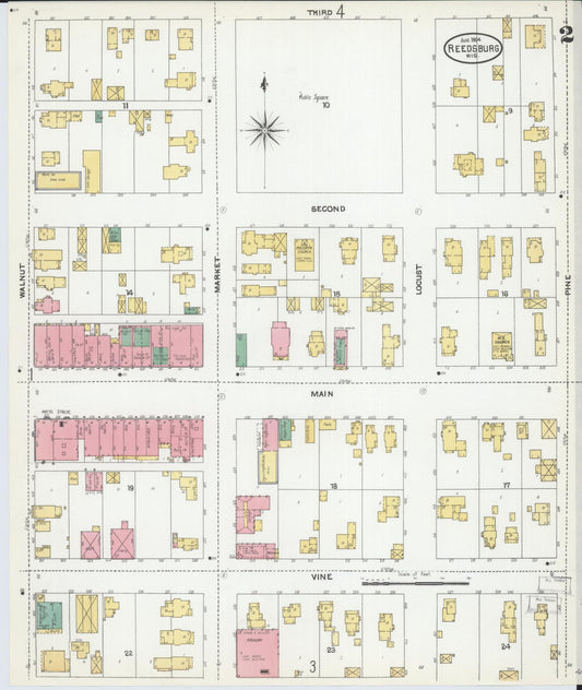 Sanborn Fire Insurance Map from Reedsburg, Sauk County, Wisconsin (1904), Sheet #0002 - Historic Sanborn Fire Insurance Map Print, vintage old map wall art, antique decor, genealogy gift, Wisconsin Wisconsin map