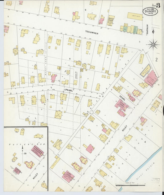 Sanborn Fire Insurance Map from Dundee, Monroe County, Michigan (1908), Sheet #0003 - Historic Sanborn Fire Insurance Map Print, vintage old map wall art, antique decor, genealogy gift, Michigan Michigan map