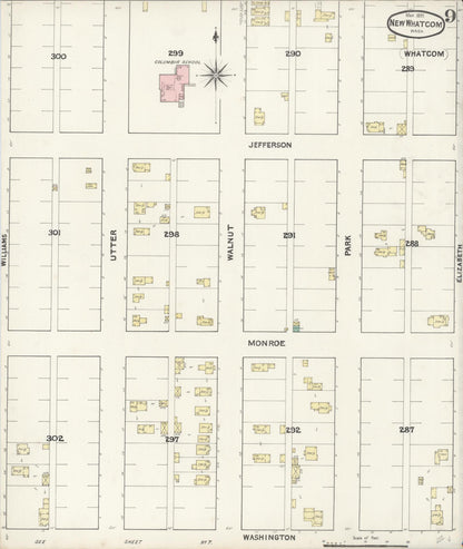 Sanborn Fire Insurance Map from New Whatcom, Whatcom County, Washington (1891), Sheet #0009 - Complete Map Set gallery image, historic Sanborn map, vintage wall art, Washington Washington