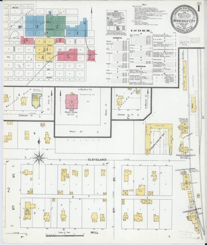 Sanborn Fire Insurance Map from Winnebago, Faribault County, Minnesota. (1905) – Map View