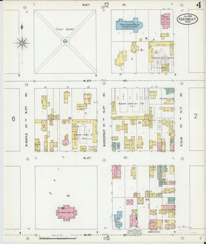 Sanborn Fire Insurance Map from Faribault, Rice County, Minnesota (1899), Sheet #0004 - Complete Map Set gallery image, historic Sanborn map, vintage wall art, Minnesota Minnesota