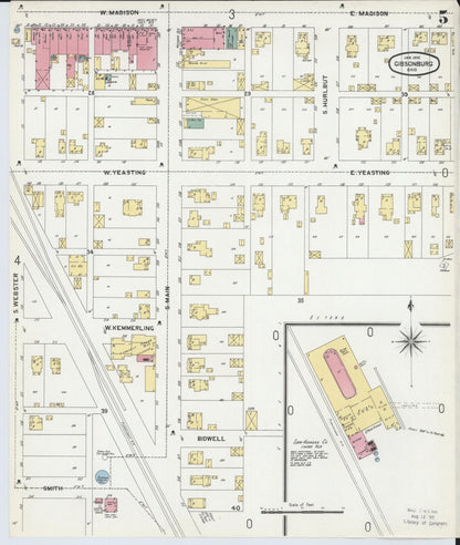 Sanborn Fire Insurance Map from Gibsonburg, Sandusky County, Ohio (1902), Sheet #0005 - Historic Sanborn Fire Insurance Map Print, vintage old map wall art, antique decor, genealogy gift, Ohio Ohio map