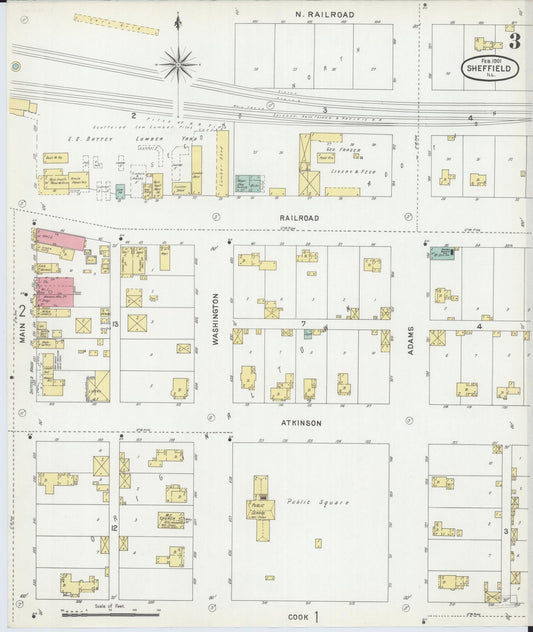 Sanborn Fire Insurance Map from Sheffield, Bureau County, Illinois (1901), Sheet #0003 - Historic Sanborn Fire Insurance Map Print, vintage old map wall art, antique decor, genealogy gift, Illinois Illinois map