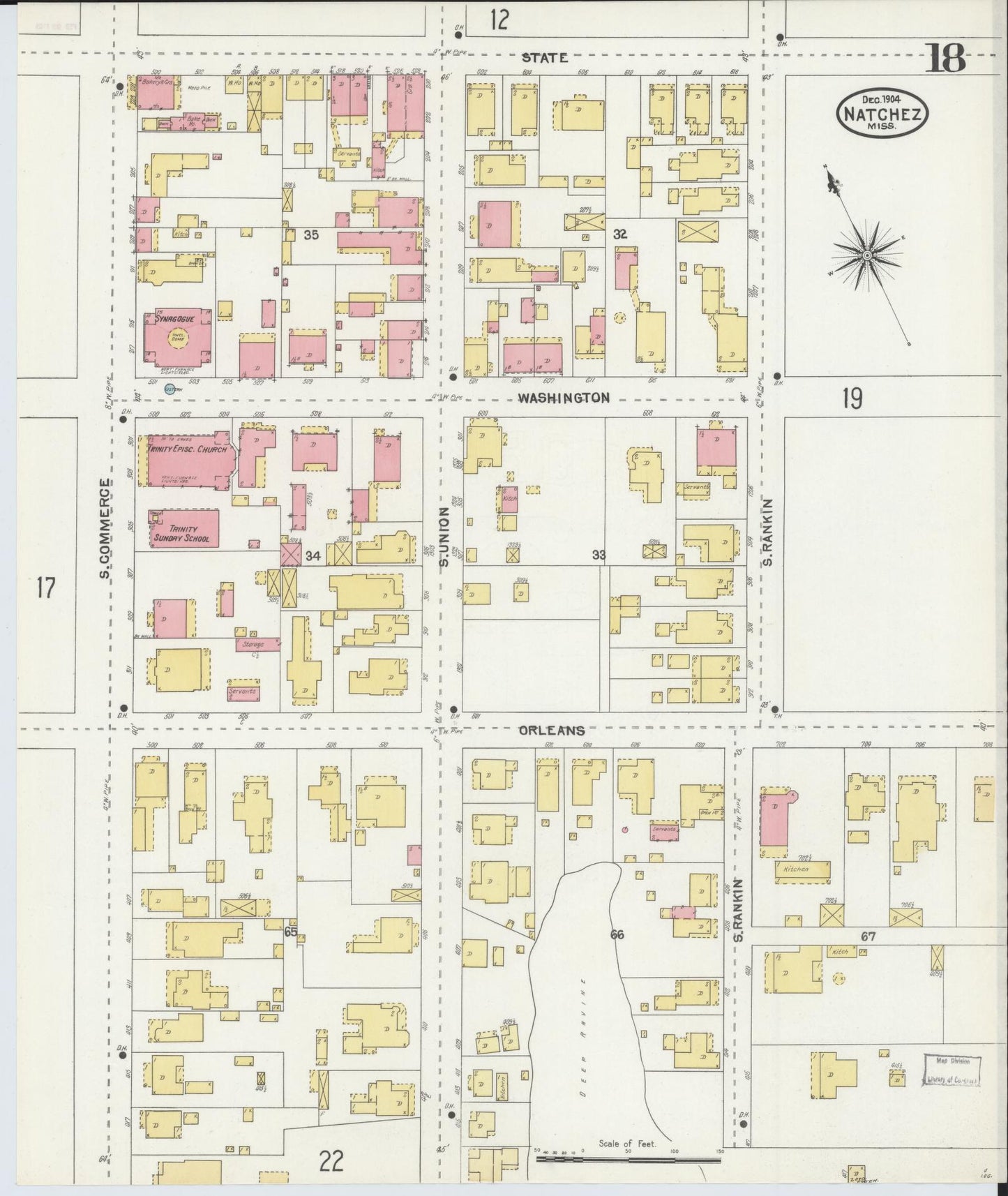 Sanborn Fire Insurance Map from Natchez, Adams County, Mississippi (1904), Sheet #0018 - Complete Map Set gallery image, historic Sanborn map, vintage wall art, Mississippi Mississippi