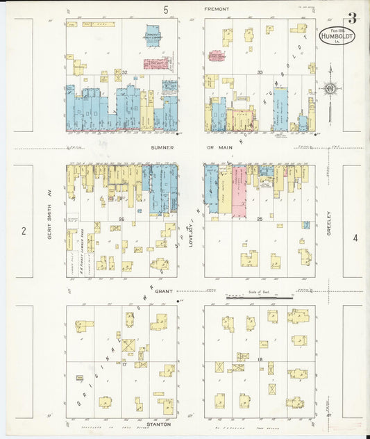 Sanborn Fire Insurance Map from Humboldt, Humboldt County, Iowa (1915), Sheet #0003 - Historic Sanborn Fire Insurance Map Print, vintage old map wall art