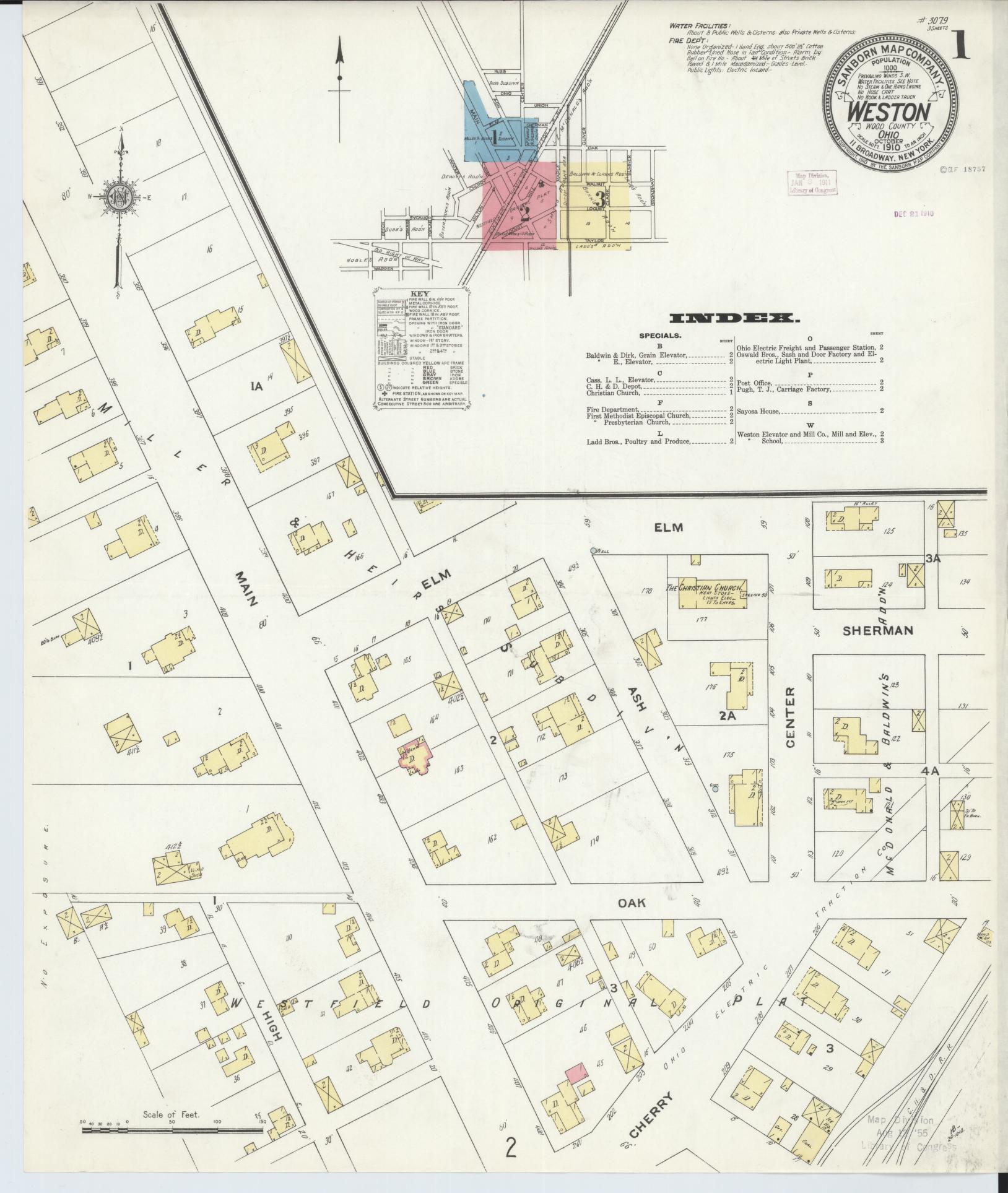 Sanborn Fire Insurance Map from Weston, Wood County, Ohio (1910), Sheet #0001 - Complete Map Set gallery image, historic Sanborn map, vintage wall art, Ohio Ohio