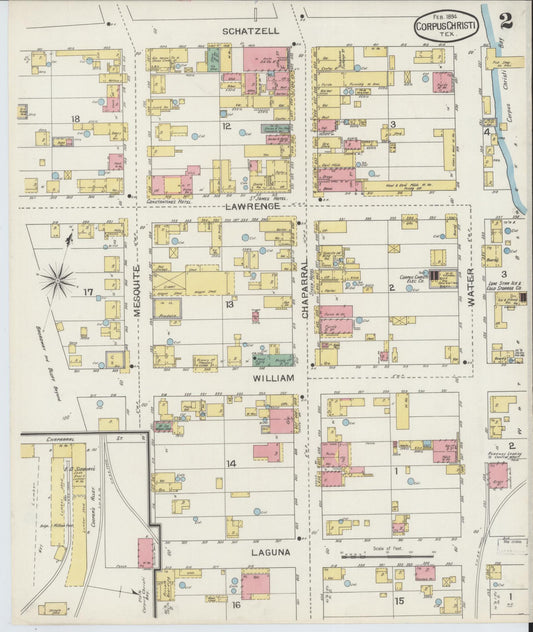 Sanborn Fire Insurance Map from Corpus Christi, Nueces County, Texas (1894), Sheet #0002 - Historic Sanborn Fire Insurance Map Print, vintage old map wall art, antique decor, genealogy gift, Texas Texas map