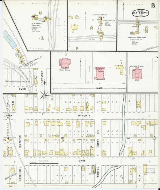 Sanborn Fire Insurance Map from Weir, Cherokee County, Kansas (1896), Sheet #0005 - Historic Sanborn Fire Insurance Map Print, vintage old map wall art, antique decor, genealogy gift, Kansas Kansas map