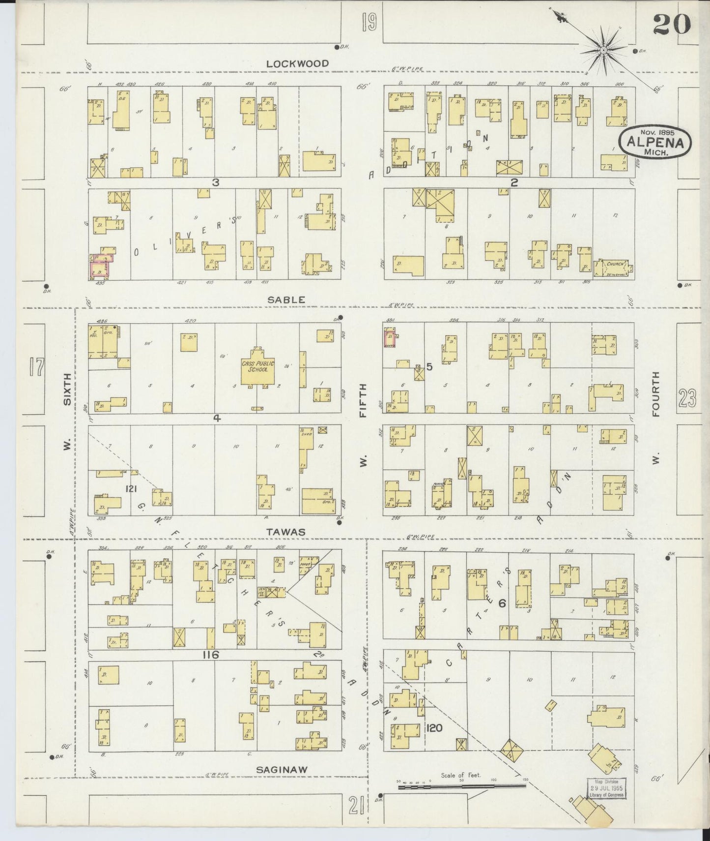 Sanborn Fire Insurance Map from Alpena, Alpena County, Michigan (1895), Sheet #0020 - Complete Map Set gallery image, historic Sanborn map, vintage wall art, Michigan Michigan