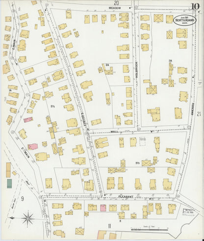 Sanborn Fire Insurance Map from North Adams, Berkshire County, Massachusetts (1901), Sheet #0010 - Historic Sanborn Fire Insurance Map Print, vintage old map wall art, antique decor, genealogy gift, Massachusetts Massachusetts map