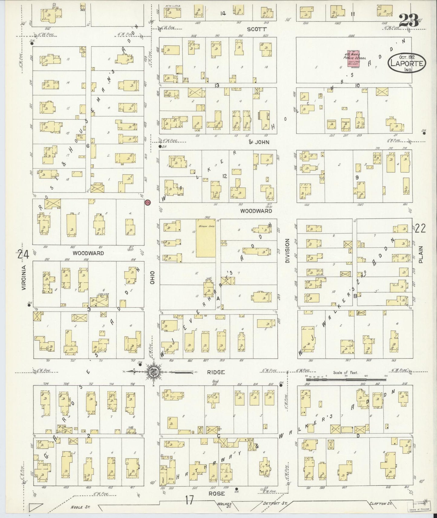 Sanborn Fire Insurance Map from La Porte, La Porte County, Indiana (1912), Sheet #0023 - Complete Map Set gallery image, historic Sanborn map, vintage wall art, Indiana Indiana