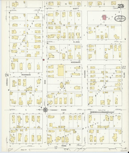 Sanborn Fire Insurance Map from La Porte, La Porte County, Indiana (1912), Sheet #0023 - Complete Map Set gallery image, historic Sanborn map, vintage wall art, Indiana Indiana