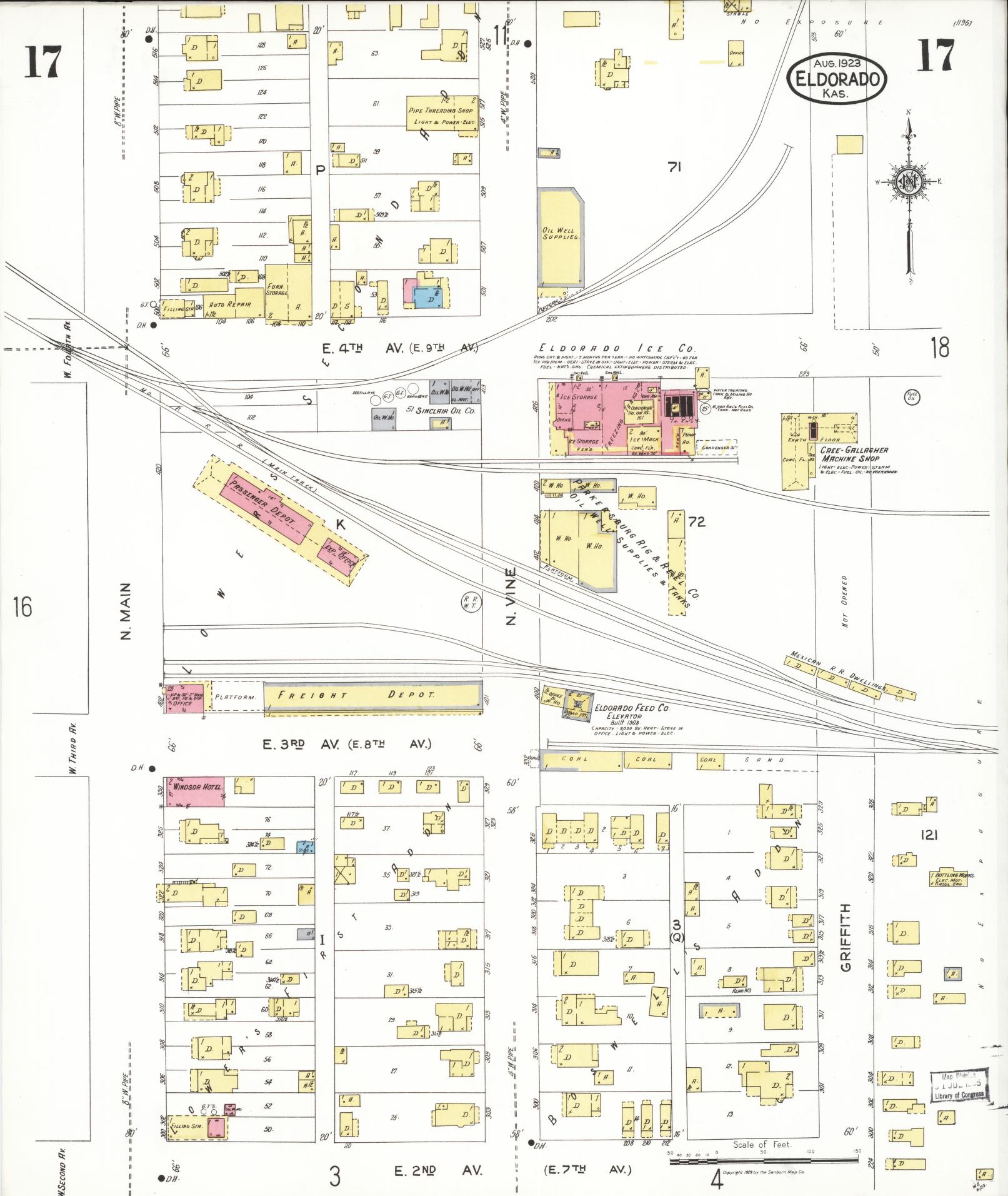 Sanborn Fire Insurance Map from El Dorado, Butler County, Kansas (1923), Sheet #0017 - Complete Map Set gallery image, historic Sanborn map, vintage wall art, Kansas Kansas