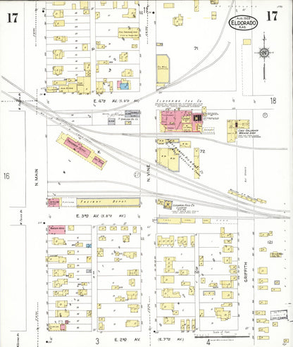 Sanborn Fire Insurance Map from El Dorado, Butler County, Kansas (1923), Sheet #0017 - Complete Map Set gallery image, historic Sanborn map, vintage wall art, Kansas Kansas