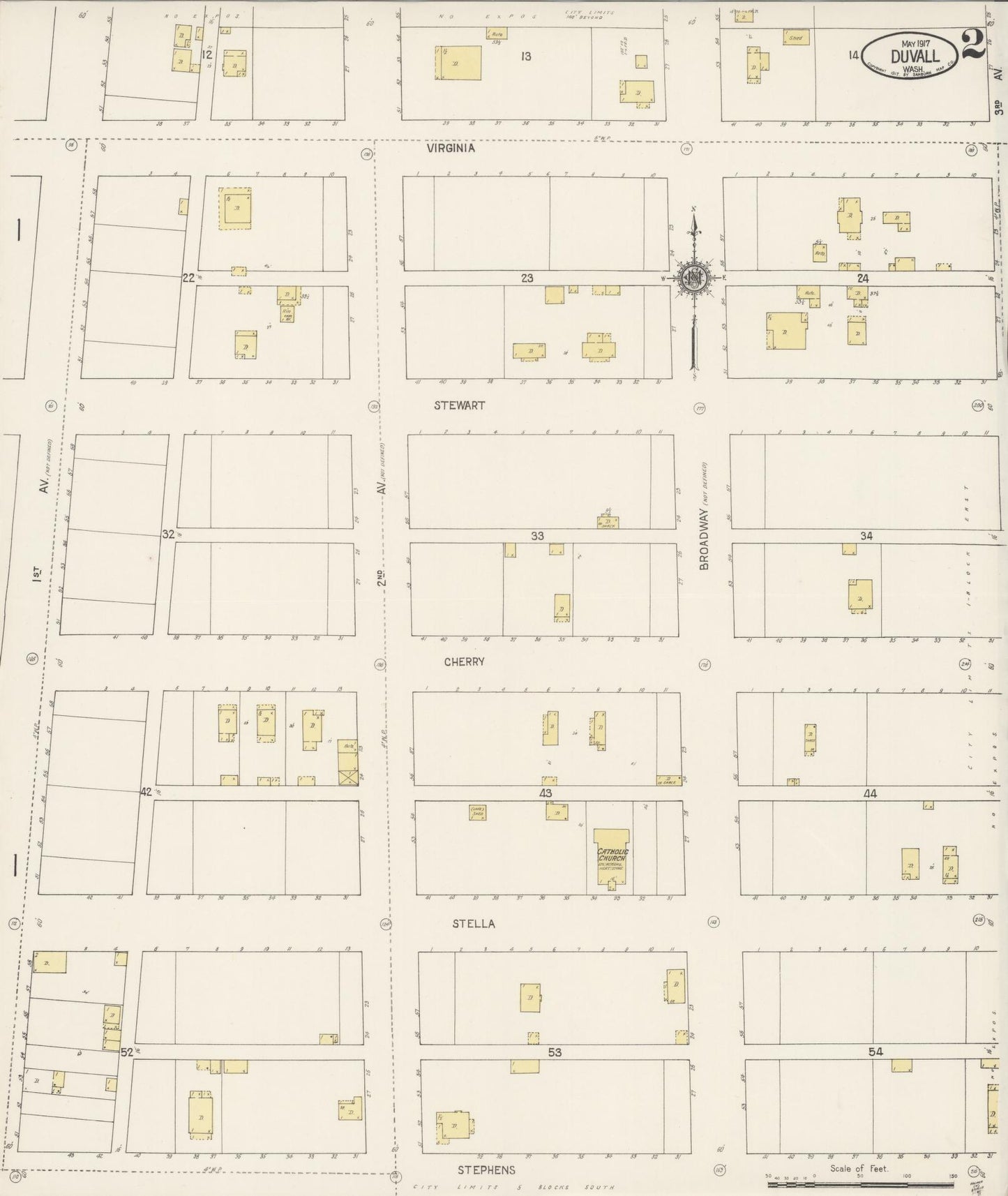 Sanborn Fire Insurance Map from Duvall, King County, Washington (1917), Sheet #0002 - Complete Map Set gallery image, historic Sanborn map, vintage wall art, Washington Washington