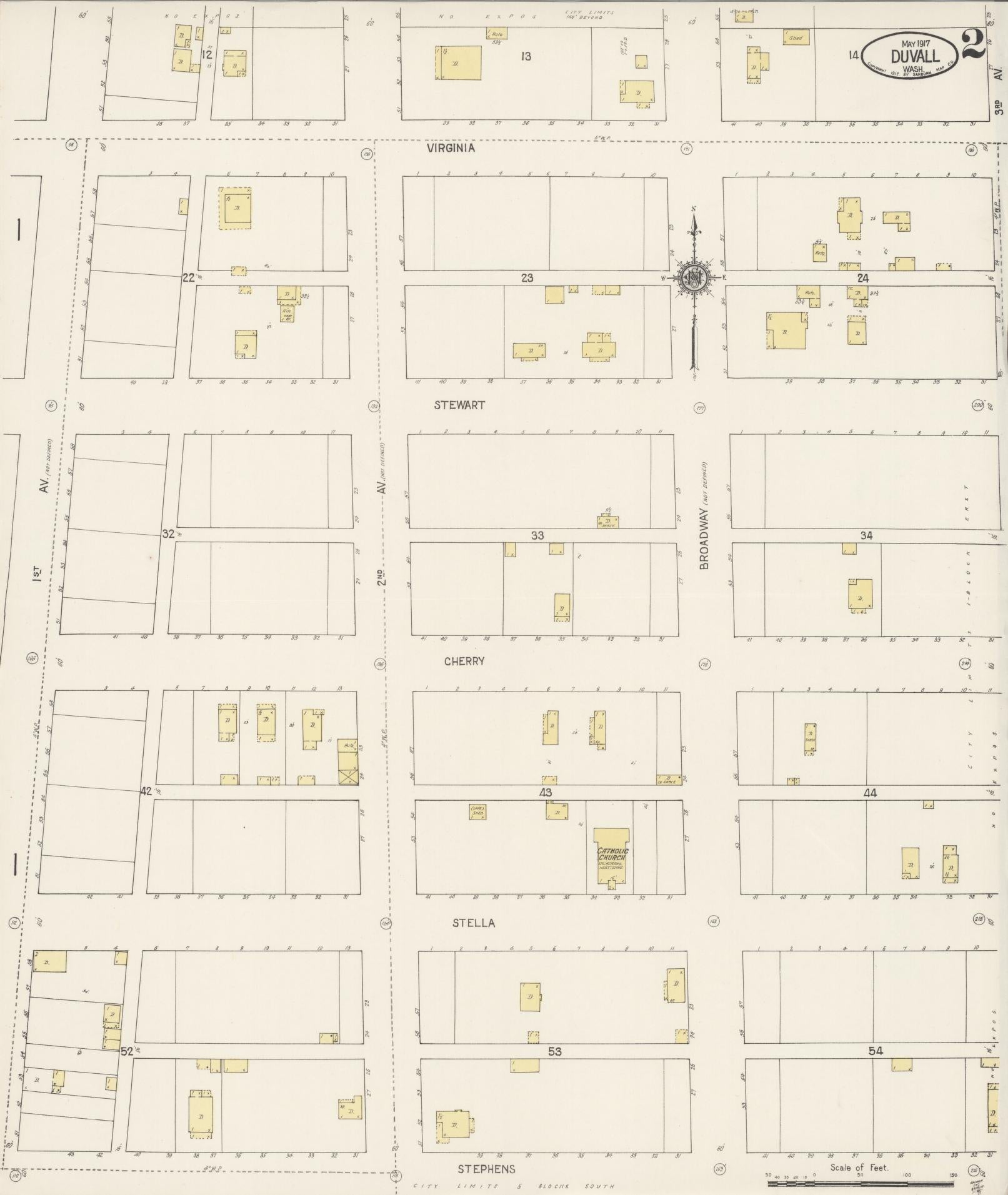 Sanborn Fire Insurance Map from Duvall, King County, Washington (1917), Sheet #0002 - Complete Map Set gallery image, historic Sanborn map, vintage wall art, Washington Washington