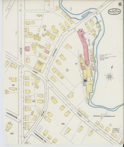 Sanborn Fire Insurance Map from Taunton, Bristol County, Massachusetts (1893), Sheet #0006 - Complete Map Set gallery image, historic Sanborn map, vintage wall art, Massachusetts Massachusetts
