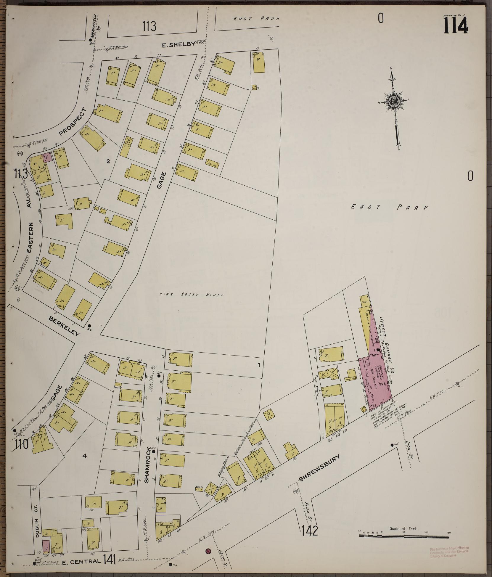 Sanborn Fire Insurance Map from Worcester, Worcester County, Massachusetts (1910), Sheet #0114 - Complete Map Set gallery image, historic Sanborn map, vintage wall art, Massachusetts Massachusetts