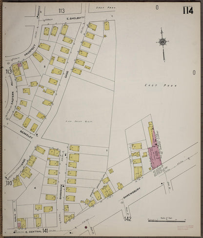 Sanborn Fire Insurance Map from Worcester, Worcester County, Massachusetts (1910), Sheet #0114 - Complete Map Set gallery image, historic Sanborn map, vintage wall art, Massachusetts Massachusetts