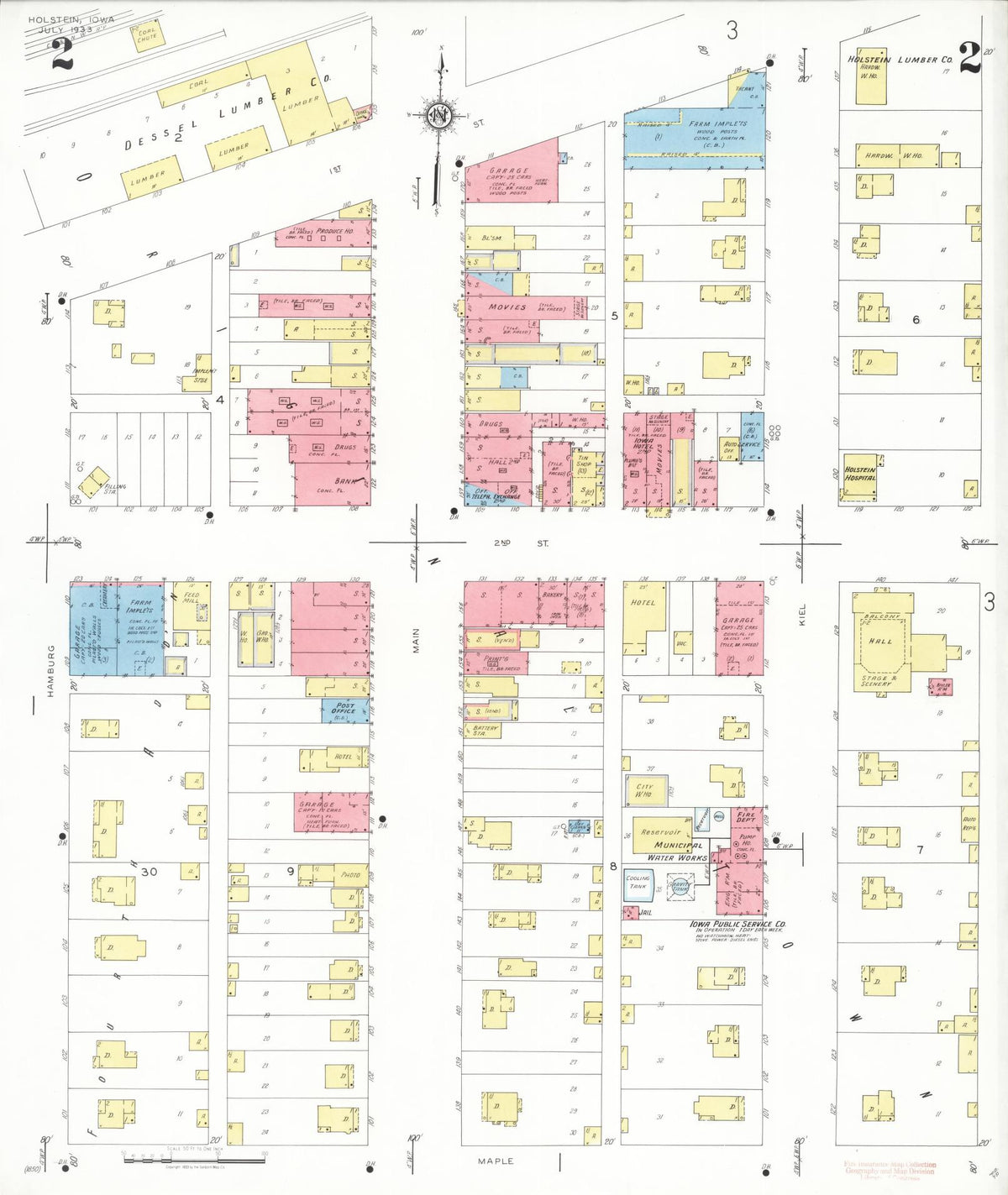 Sanborn Fire Insurance Map from Holstein, Ida County, Iowa (1933), Sheet #0002 - Historic Sanborn Fire Insurance Map Print
