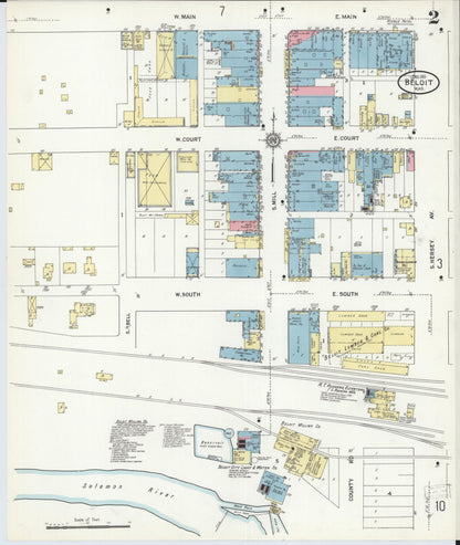 Sanborn Fire Insurance Map from Beloit, Mitchell County, Kansas (1911), Sheet #0002 - Complete Map Set gallery image, historic Sanborn map, vintage wall art, Kansas Kansas