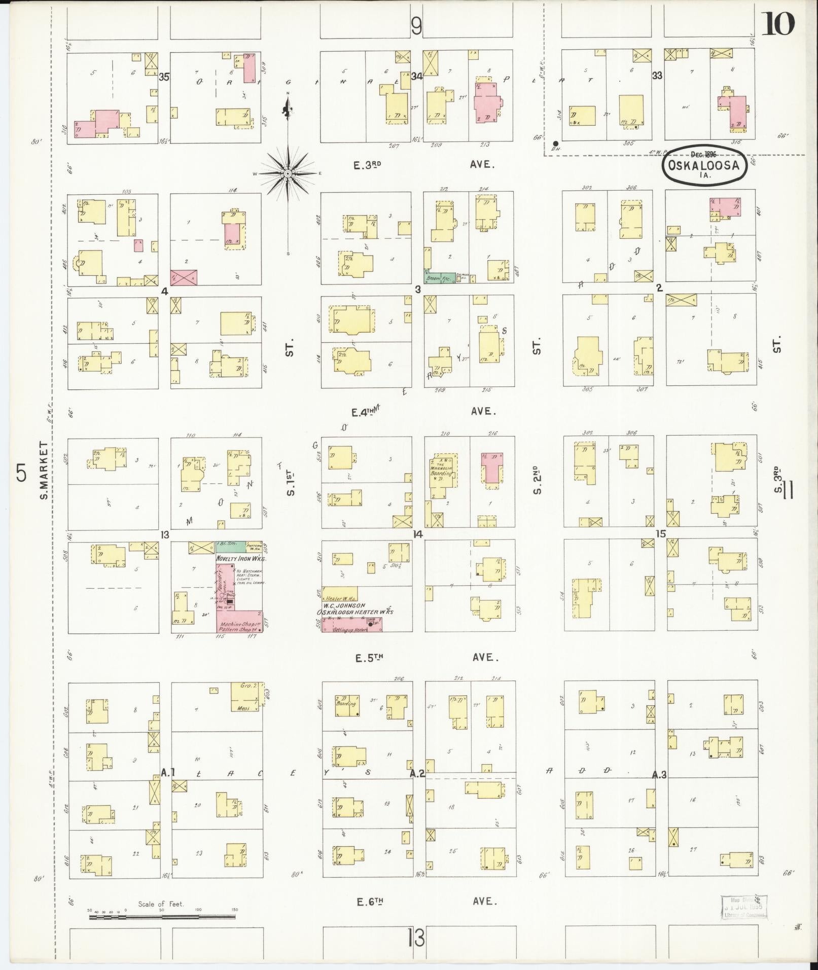 Sanborn Fire Insurance Map from Oskaloosa, Mahaska County, Iowa (1896), Sheet #0010 - Historic Sanborn Fire Insurance Map Print