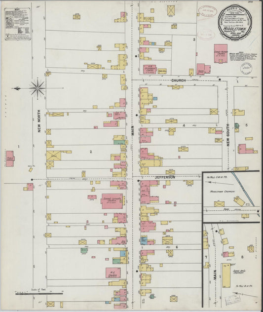 Sanborn Fire Insurance Map from Middletown, Frederick County, Maryland (1899), Sheet #0001 - Historic Sanborn Fire Insurance Map Print, vintage old map wall art, antique decor, genealogy gift, Maryland Maryland map