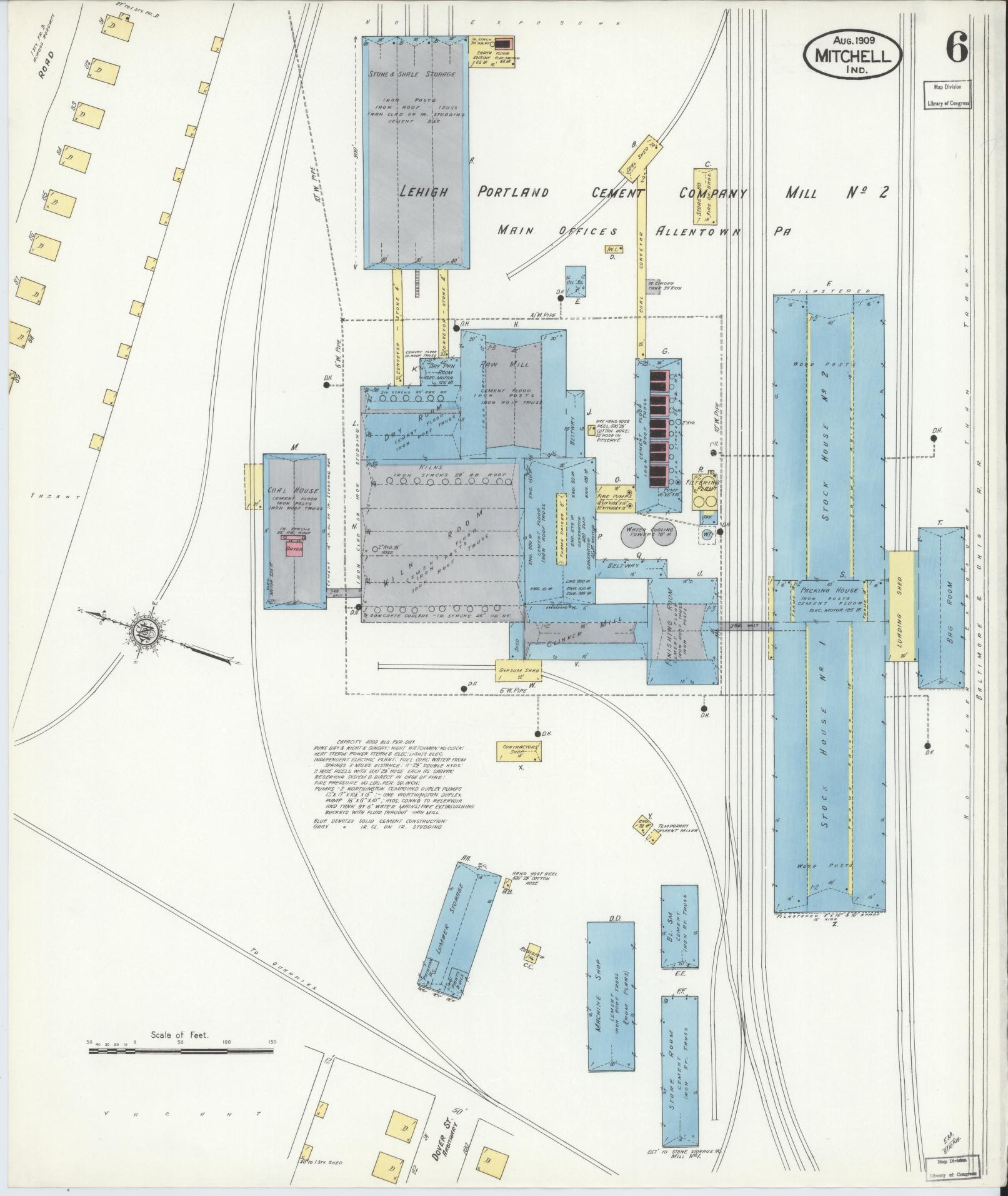 Sanborn Fire Insurance Map from Mitchell, Lawrence County, Indiana (1909), Sheet #0006 - Complete Map Set gallery image, historic Sanborn map, vintage wall art, Indiana Indiana
