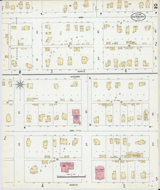 Sanborn Fire Insurance Map from Fairbury, Livingston County, Illinois (1906), Sheet #0002 - Historic Sanborn Fire Insurance Map Print, vintage old map wall art, antique decor, genealogy gift, Illinois Illinois map