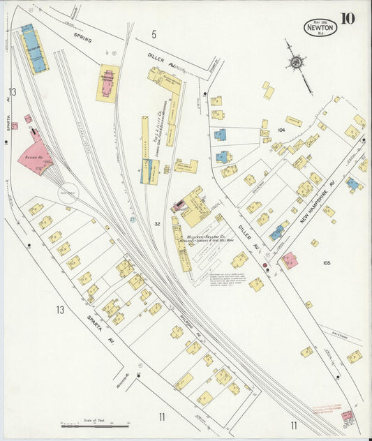 Sanborn Fire Insurance Map from Newton, Sussex County, New Jersey (1916), Sheet #0010 - Historic Sanborn Fire Insurance Map Print, vintage old map wall art, antique decor, genealogy gift, New Jersey New Jersey map